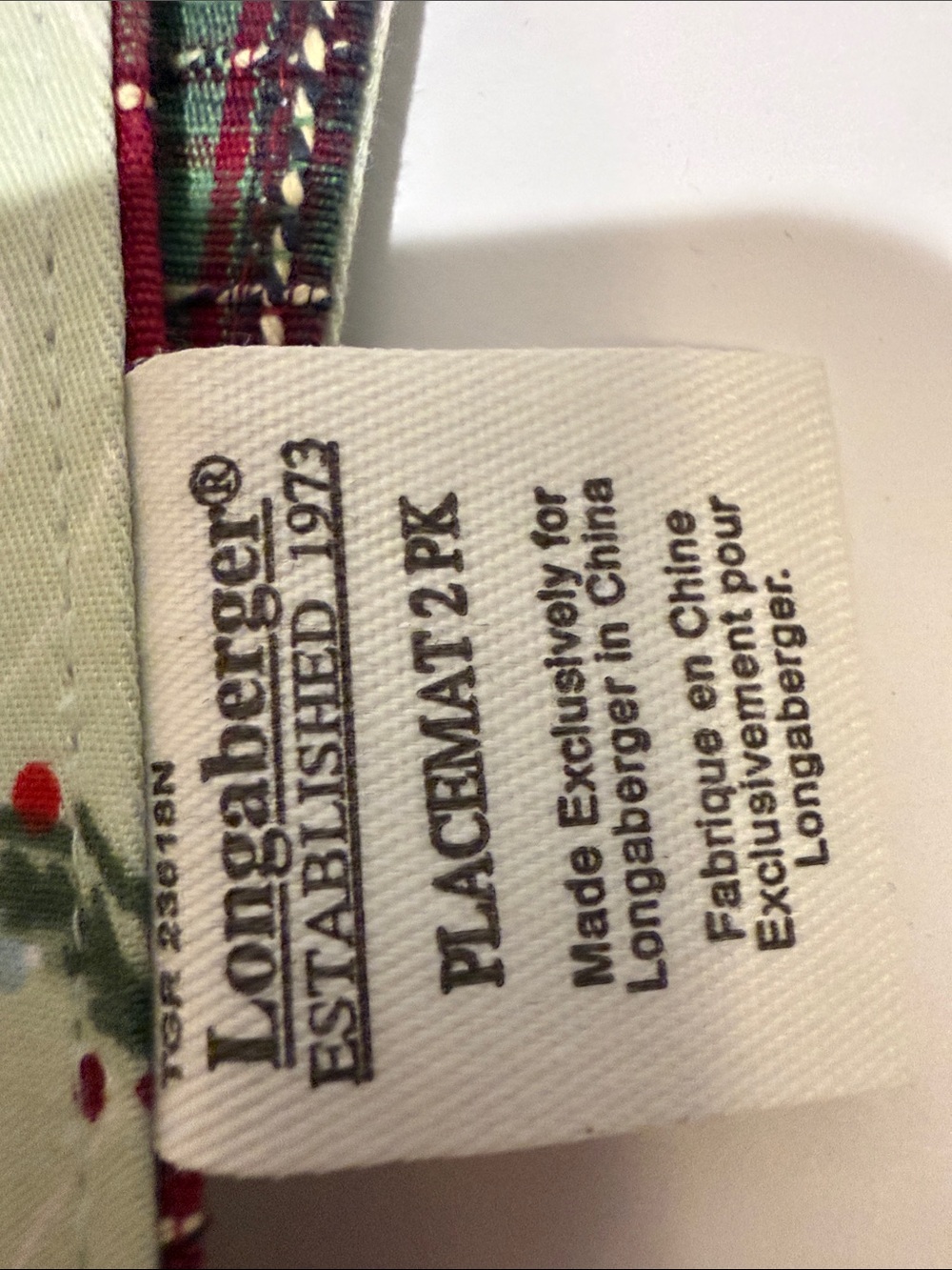 Longaberger Red Green Patterned Kitchen Placemat Set - 2 Pack - Picture 3 of 16